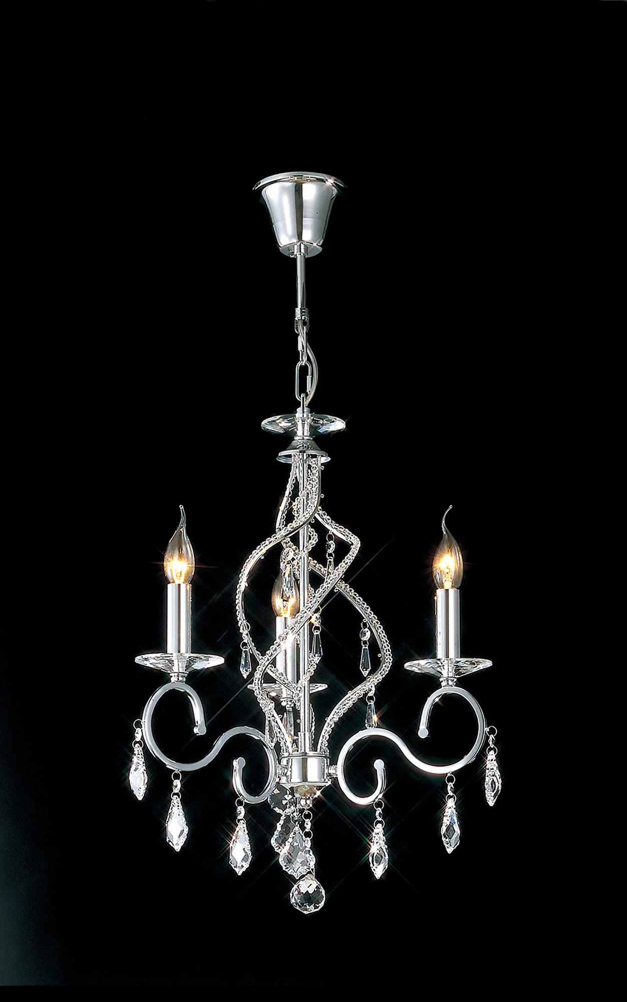 IL30313  Torino Crystal Pendant 3 Light Polished Chrome